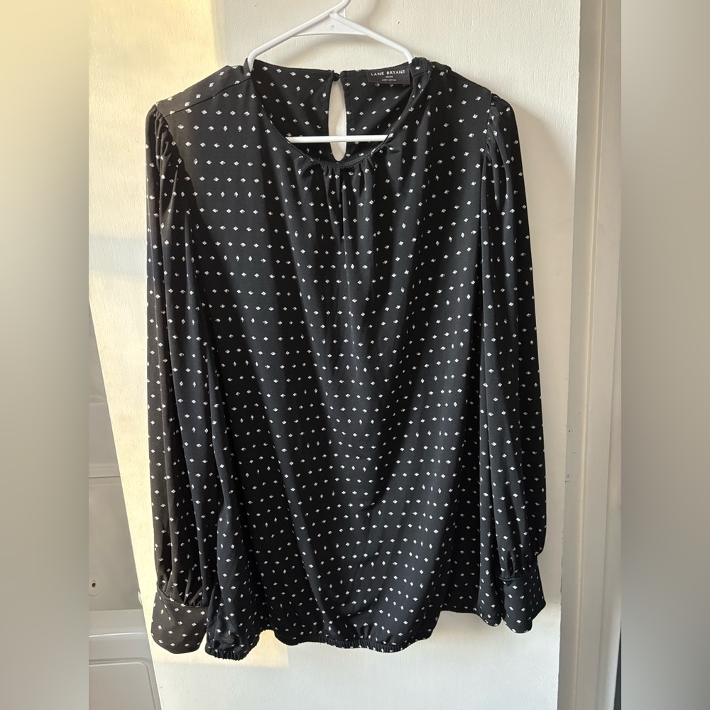 Lane Bryant Black and White Polka Dot Blouse